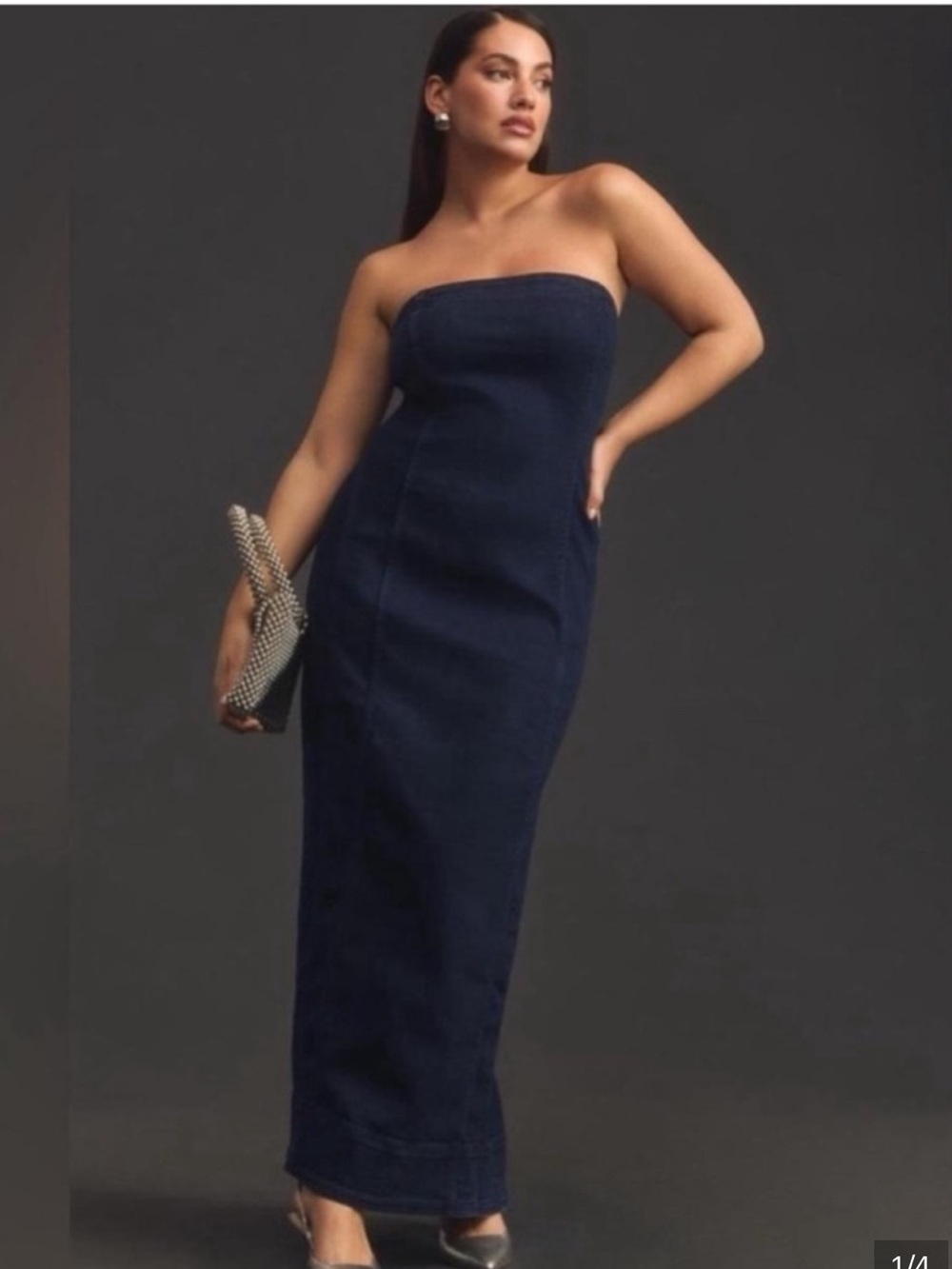 Anthropologie Pilcro Strapless Slim Denim Midi Dress - Navy
